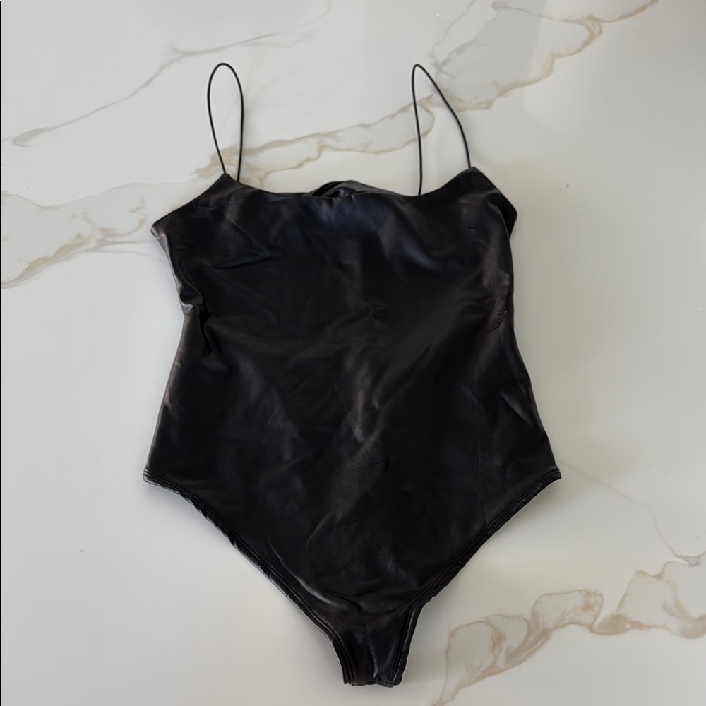 Black Spaghetti Strap Bodysuit